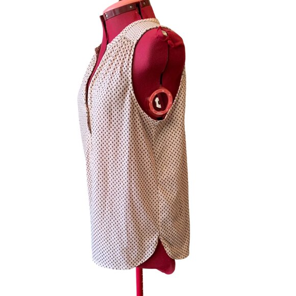 H&M Sleeveless blouse Top V-Neck button down beige With Black details, Size M - Picture 4 of 6